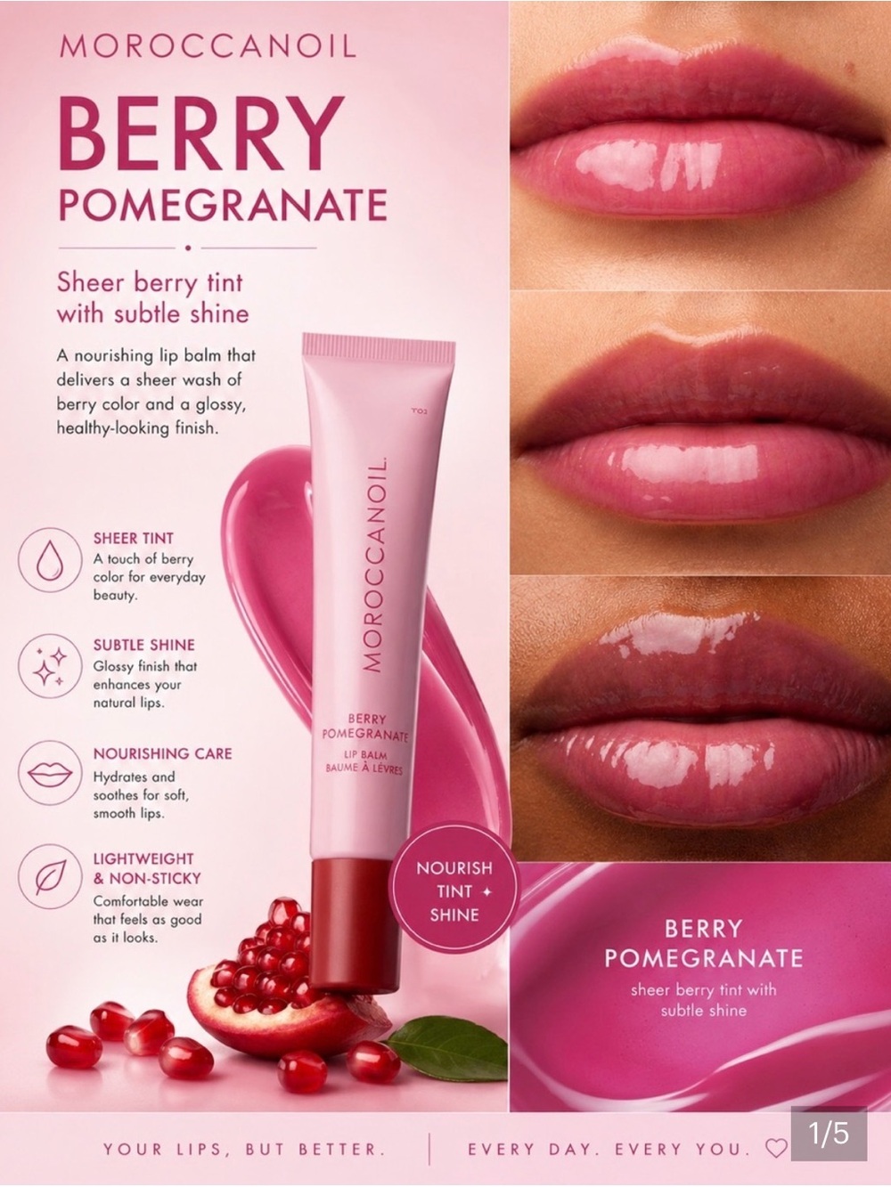Moroccanoil Berry Pomegranate Sheer Tint Lip Balm - Berry Pink